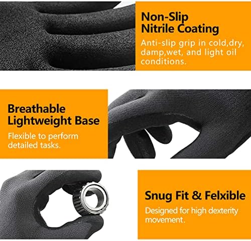 NEOTRIL Safety Work Gloves MicroFoam Nitrile Coated-3/6/12/36 Pairs,Breathable Nylon Working Gloves for Men Women