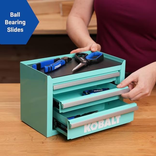 Mini 3-Drawer Steel Tool Box Teal