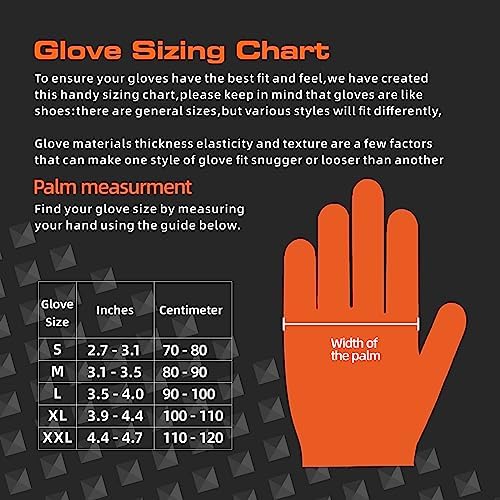 TREEGO 10 Mil Orange Nitrile Mechanic Gloves, Diamond Grip, 1000 Count L