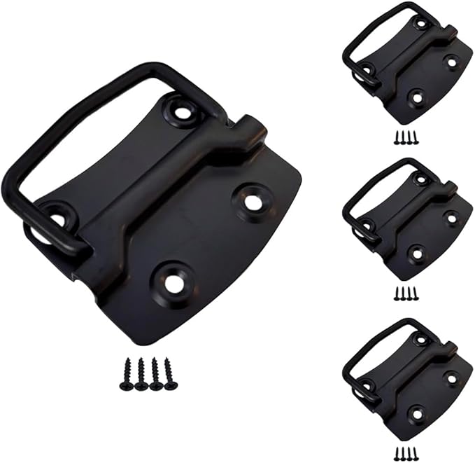 QCAA Ring Pull Chest Handle for Box Lift Door Chest, 4", Black, Made in Taiwan, 4 Pack