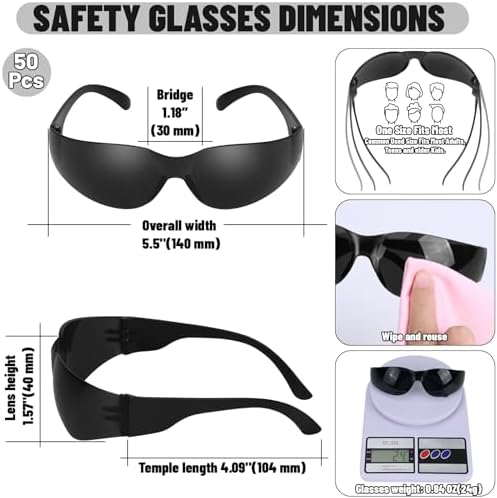 50 PCS Safety Glasses Bulk Unisex Tinted Safety Goggles with ANSI Z87.1 Impact & Scratch Resistant, UV Protection, Ploycarbonate Safety Sunglasses for Construction Lab Work Carpentry Outdoor