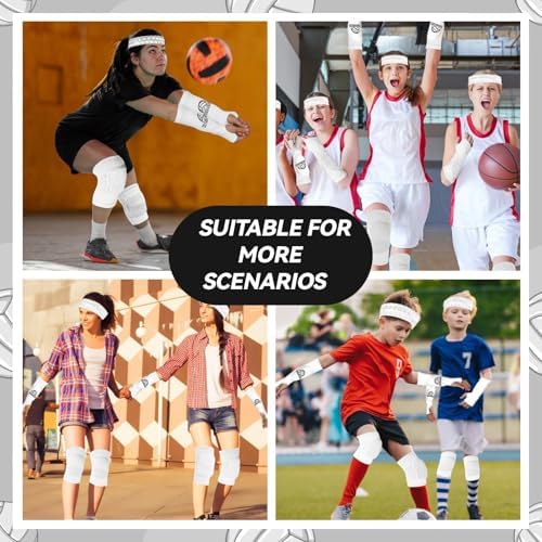 6 Pcs Volleyball Accessories Volleyball Knee Pads Arm Sleeves Drawstring Bag Softball Headbands Volleyball Protection Equipment Gifts for Women Training