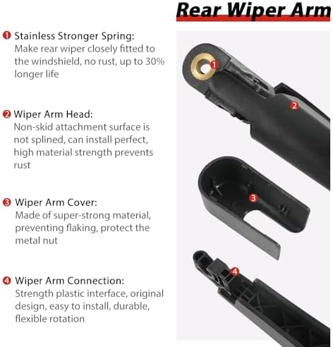 OTUAYAUTO Rear Wiper Arm and Blade Set - Replacement for Kia Seltos 2019-2024 Back Window Wiper Accessories Assembly OEM 98850-C5100