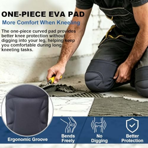 Knee Pads for Gardening Men Women, Thick Foam Kneeling Cushion, Black M