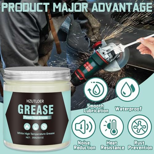 250g White Lubricating Grease,High Temperature Grease,Noise Reduction,Rustproof & Long-Lasting for Power Tool,Auto Wheel Bearings,Industrial Mechanical Components