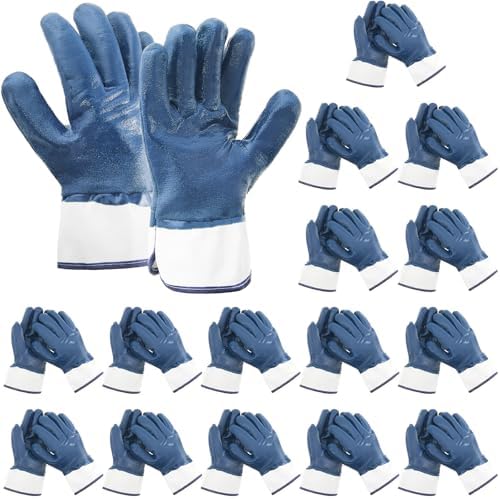Teenyyou 5/10/15/20/25 Pair Nitrile Coated Oil Work Gloves