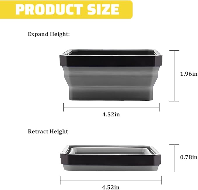 Collapsible Magnetic Car Parts Tray, Foldable Silicone Tool Tray with Magnetic Base, Double-Side Magnet Bowl for Auto Bolts, Screws, Nuts, Small Metal Parts, Universal Fit (Gray)