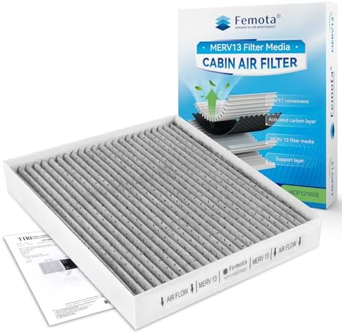 Lab Certified MERV 13 Cabin Air Filter with Activated Carbon, CF12160 Replacement for Kona, Tucson, Veloster, Venue, Seltos, Soul, Sportage.