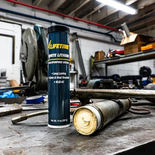 4Lifetime White Lithium Grease 14oz Cartridge – Multipurpose NLGI #2 Lubricant for Automotive, Garage Doors, Hinges, Bearings, Sliding Tracks, Farm & Shop Equipment – Water & Heat Resistant