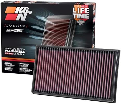 K&N High-Flow Original Lifetime Engine Air Filter: Increase Power: Premium, Washable: Compatible with 2012-2026 AUDI: A1, A3, Q2, Q3, TT, 33-3005