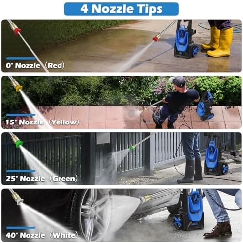Pressure Washer -5000PSI Power Washer 500ML Foam Canno with Pressure Washers 4 Quick Connect Nozzles for Cars Patios Driveway