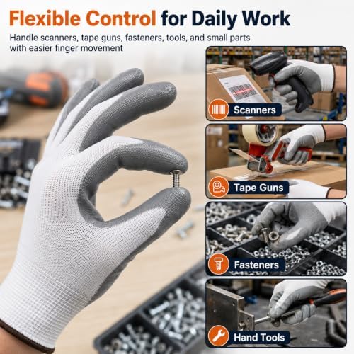 Work Gloves, Nitrile-Coated Grip for Yard Work, Moving & Warehouse, Large