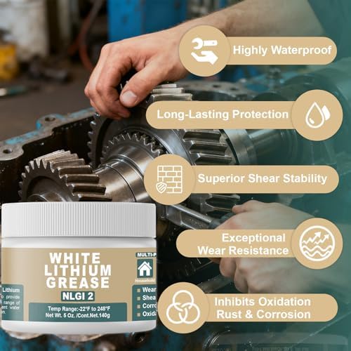 BTAS White Lithium Grease Lubricant for Door Hinge/Opener/Wheels/Screw 5oz