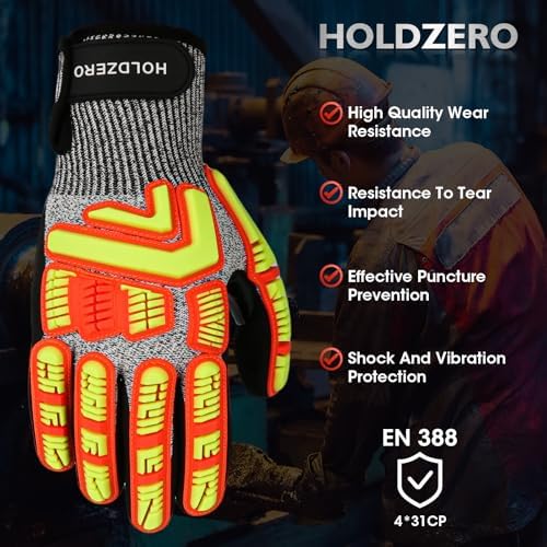 Protective Gloves Cut Resistant A3 Impact Resistant Touchscreen Sandy Nitrile Coating Reinforcement