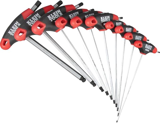 Klein Tools JTH610EB Ball End T-Handle Hex Key Set, SAE Inch Sizes Allen Wrench Set with 6-Inch Blades, Stand Included, 10-Piece