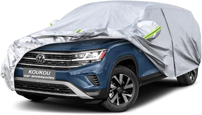 KouKou 6 Layers Car Cover Custom Fit VW Atlas Cross Sport from 2020 to 2025, Waterproof All Weather for Automobiles, Sun Rain Dust Snow Protection. (Ship from USA, Arrive Within 3-7 Days)