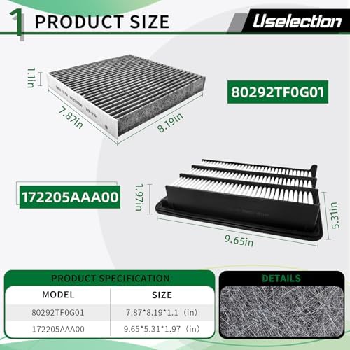 CA12050 CF11182 Engine & Cabin Air Filter Kit CRV 2017-22 1.5L L4 Gas Only