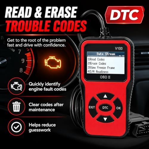 V100 OBD2 Diagnostic Diagnostic Tool Tool, Code Reader, Engine Light Diagnostic Tool, Battery Voltage Tester, for OBD2 Cars & Trucks Since 1996