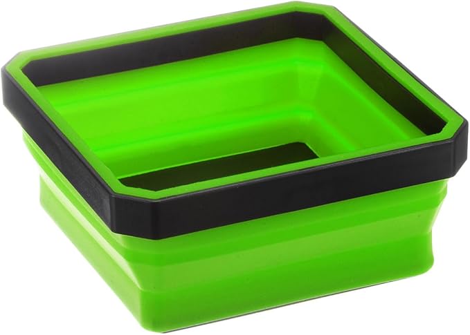 HARFINGTON Collapsible Magnetic Parts Tray Foldable Tool Trays Square Small Metal Parts Organiser for Fixing Screw Bolts Nuts Washers Pins, Green