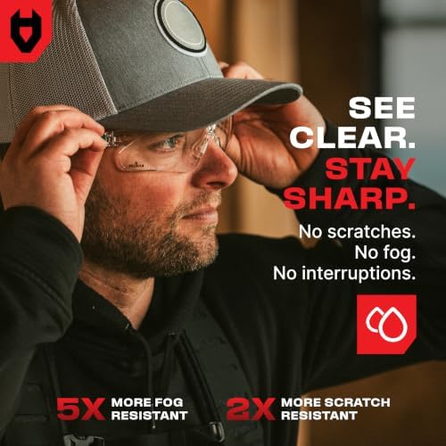 NoCry Clear Safety Glasses for Men and Women with Anti-Fog and Scratch Resistant Wrap Around Lenses, Adjustable Temples and Nose Pads — ANSI Z87 Certified Protective Eyewear with 100% UV Shielding