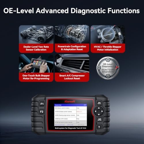 iCarsoft LR V3.0 2026 Ver Bidirectional OBD2 Scanner for Most Land Rover/Jaguar from 1996-2025 Full Systems Diagnostic Scan Tool 36 Services 118 Graphic Data Engine Transmission ABS Car Code Reader