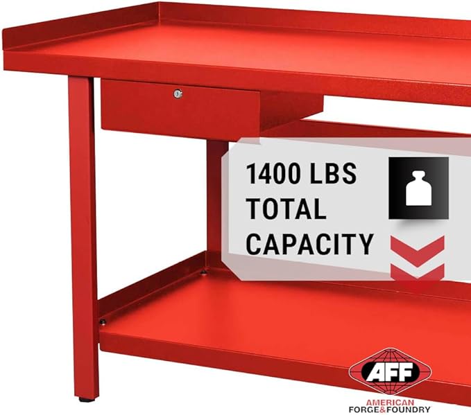 AFF 3995 Heavy-Duty Workbench, 61"" x 31"", 1 Drawer, 1,300 lb Capacity, Red