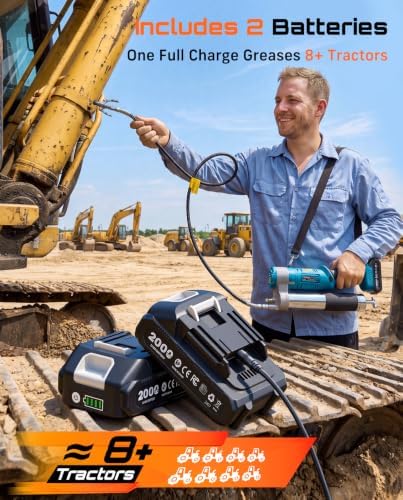 Seesii 2-in-1 Electric Grease Gun, 12000 PSI, with 2 Batteries and 48” Hose