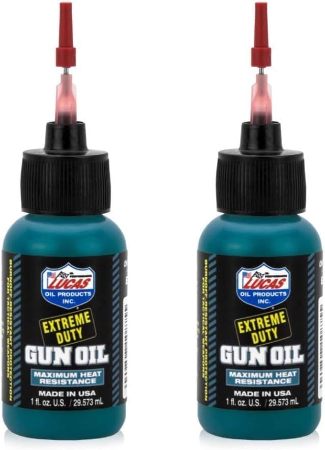 Lucas 10875 Extreme Duty Gun Oil 2oz Needle Oiler | High-Temperature Firearm Lubricant & Rust Protection | Machine Lubricant | 2 Pack