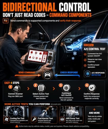 ANCEL FX6000 Bidirectional OBD2 Scanner, 4-System Scan Tool with 15+ Reset