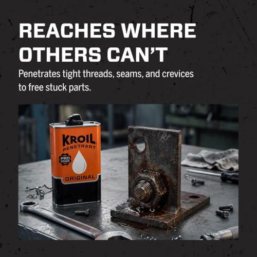 Kroil Original Penetrant - Rust Penetrating Lubricant - Corrosion Inhibitor Oil for Chains, Hinges & Stuck Metal Parts - Home & Industrial Use - Drip Can - 8 oz - 4 Pack (AZKL081C4)