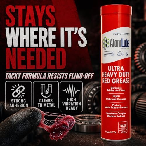 AtomLube Ultra Heavy Duty Red Grease, 2-Pack of 14 oz Tubes