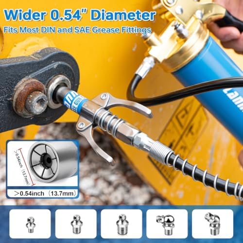 6 Pack Grease Gun Coupler, Dual Lever Quick Lock & Release Grease Tips
