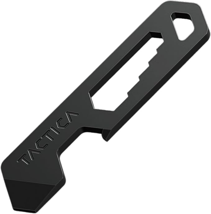 TACTICA M.005 Micro Tool, 6-in-1 Stainless Steel EDC Pry Bar Multitool Keychain, Wrench, Screwdriver and Keychain Bottle Opener, Ultralight Every Day Carry (Black)