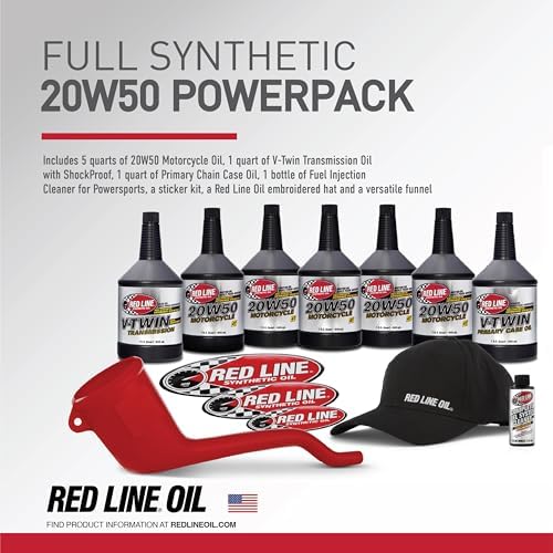 Red Line 90226 20W50 Powersport Motor Oil V-Twin - 1 Powerpack Kit