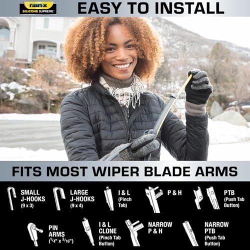 RainX Silicone Supreme Windshield Wiper Blade 16" - Heavy Duty Silicone Squeegee, Extreme Weather Resistance & All-Season Performance, Streak-Free Beam Technology, Quick Install (Pack of 1)
