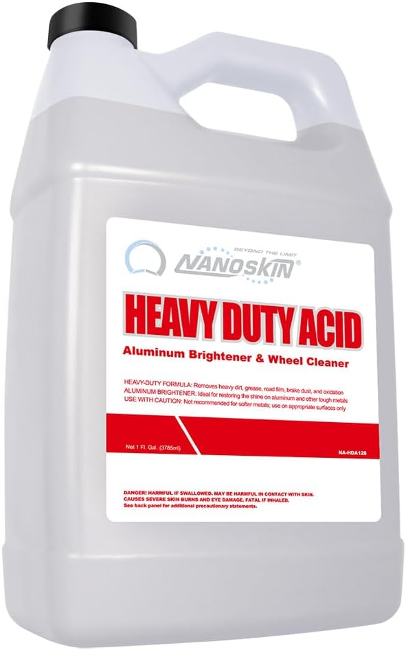 Nanoskin Heavy Duty Acid Aluminum Brightener & Wheel Cleaner 1 Gallon – For Professional Use Only | Industrial Strength Cleaner for Oxidation Removal, Aluminum Shine Restoration & Fleet Maintenance