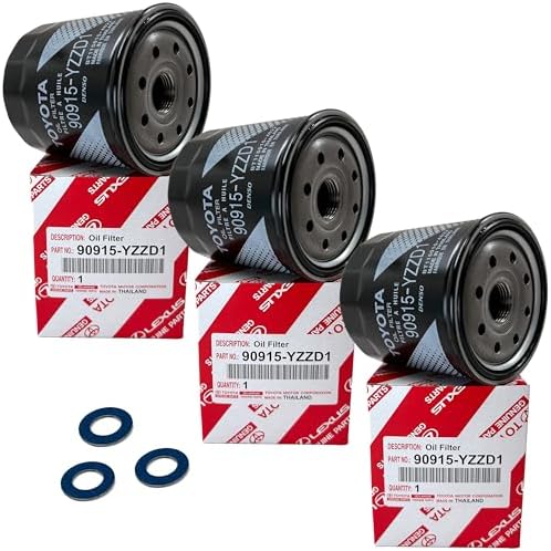 GENUINE OEM Oil Filter 90915-YZZD1 with apsg Plug Oil Drain Gasket 90430-12031 | 3 PACK | Compatible with TOYOTA 4Runner Avalon Camry Supra T100 Tacoma | ES300 GS300 RX300 Others (90915-YZZG2)