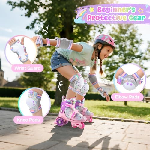 Girls Knee Pads for Kids, Toddler Knee and Elbow Pads Set