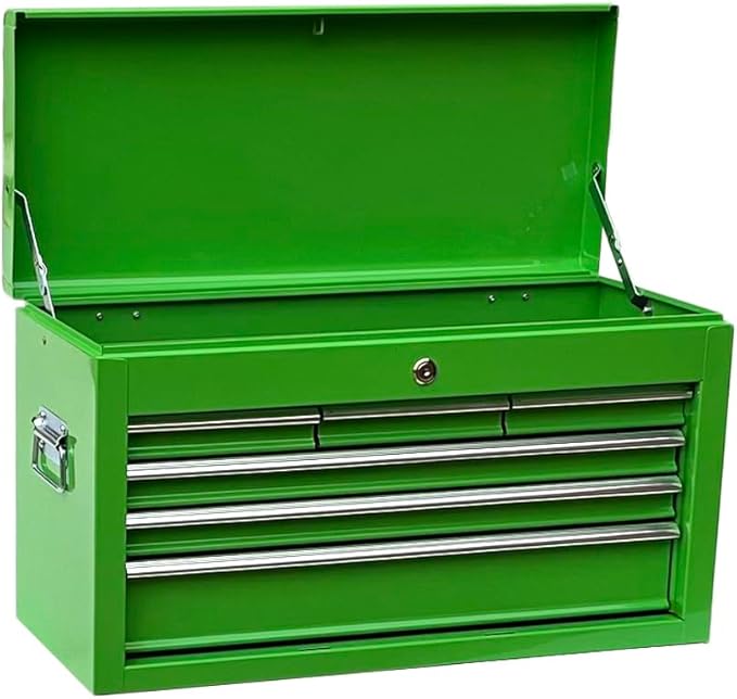 Workington Portable Metal Tool Chest with 6 Drawers, 24" 6-Drawer Tool Chest Cabinet with Ball Bearing Drawer Slides, Steel Tool Storage Box Organizer 4005 Green