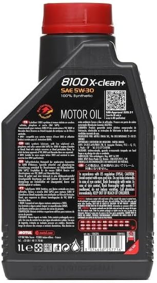 Motul 8100 X-clean+ 5W-30 Full Synthetic Motor Oil | Engineered to Help Protect Emissions Systems, Clean Engine Performance | Long Drain Capable, Improved Engine Responsiveness | 1L