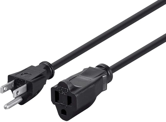 Monoprice Power Extension Cords - 6ft 16AWG and 2ft 16AWG, Black