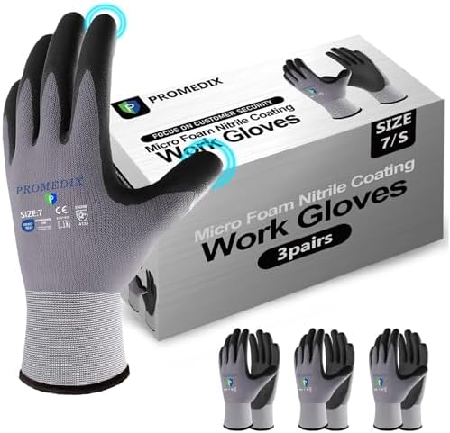 PROMEDIX P Nitrile Coated Work Gloves,MicroFoam Safety Work Gloves Men,Seamless Knit Nylon&spandex Gloves with Grip