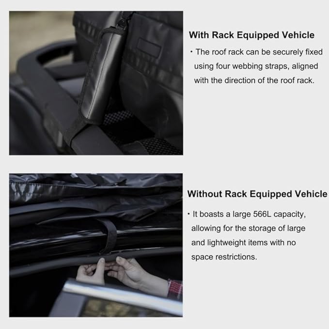 CAMVIL 20 Cubic Waterproof Car Rooftop Cargo Carrier Bag, Soft-Shell Car Roof Bag for All Vehicle with/Without Racks, Includes Waterproof Zip, Anti-Slip Mat, Door Hooks, Storage Bag