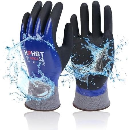 Waterproof Work Gloves,Winter Work Heavy Duty Oil Resistant Gardening with Nitrile Coating