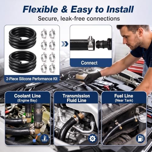 3/4" & 5/8"Heater Hose, Silicone Heater Hose 5 FT Each, 8 Clamps