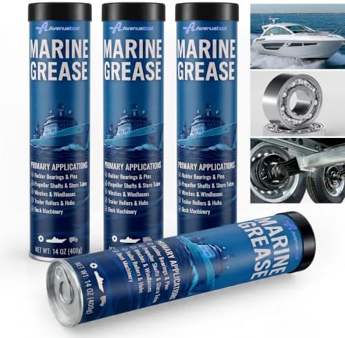 4 Pack 14 oz Marine Grease Tube, Premium Marine Grade Grease, Waterproof High Temp (0°F - 500°F) Bearing Lube for Propeller Shafts, Rudder Bearings, Trailers & Boat Maintenance
