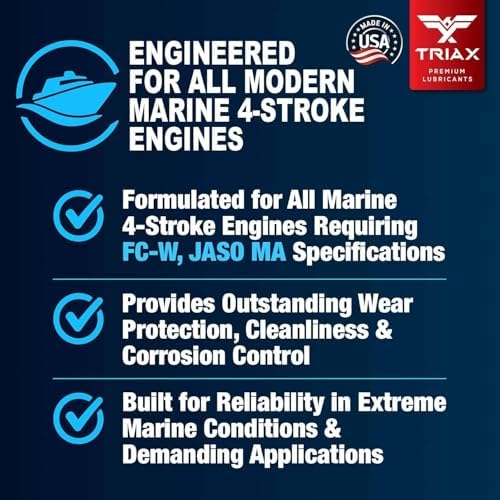TRIAX Marine Ultra 25W-40 Full Synthetic 4-Stroke Engine Oil For Applications Requiring FC-W, API SM & JASO MA | All Inboard, Outboard, Personal Watercraft & Supercharged Marine Engines (1 Gallon)