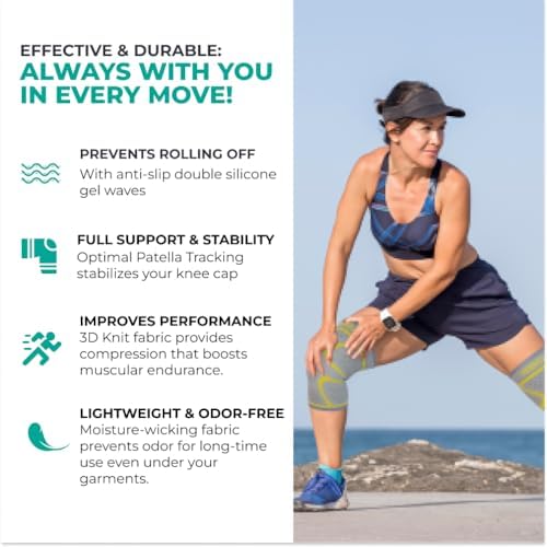 Modvel Compression Knee Brace for Women & Men - 2 Pack Knee Brace for Running Knee Pain, Knee Support Compression Sleeve, Workout Sports Knee Braces for Meniscus Tear ACL & Arthritis Pain Relief