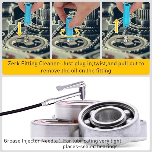 Right Angle Degree Grease Gun Coupler Set, Strong Lock on Greases Gun Tips with 360°Grease Gun Hose Swivel,12000PSI Quick Release Grease Coupler Fit with All 1/8" NPT Grease Gun Fitting