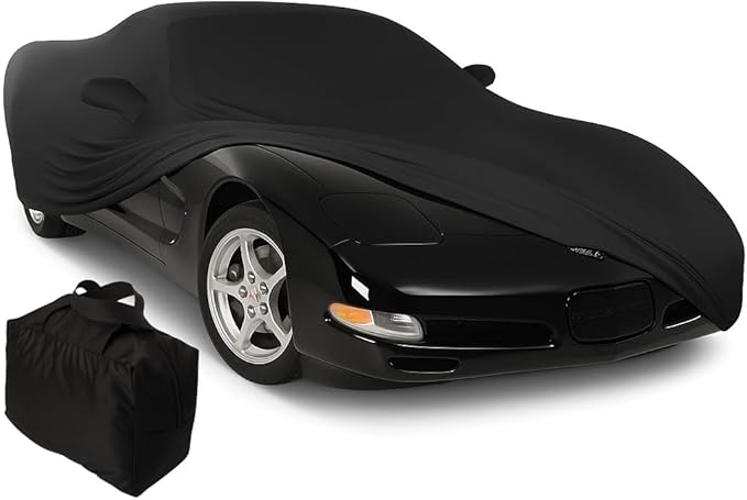 C5 Corvette Indoor Car Cover - Custom Fit Ultraguard Stretch Satin - The Ultimate High End Fit with Storage Bag for 1997-2004 C5, Z06, Convertible, Hardtop Corvettes (Black)